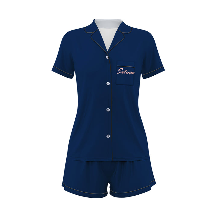 Custom Name Bride Bridesmaid Satin Short Pyjamas Set