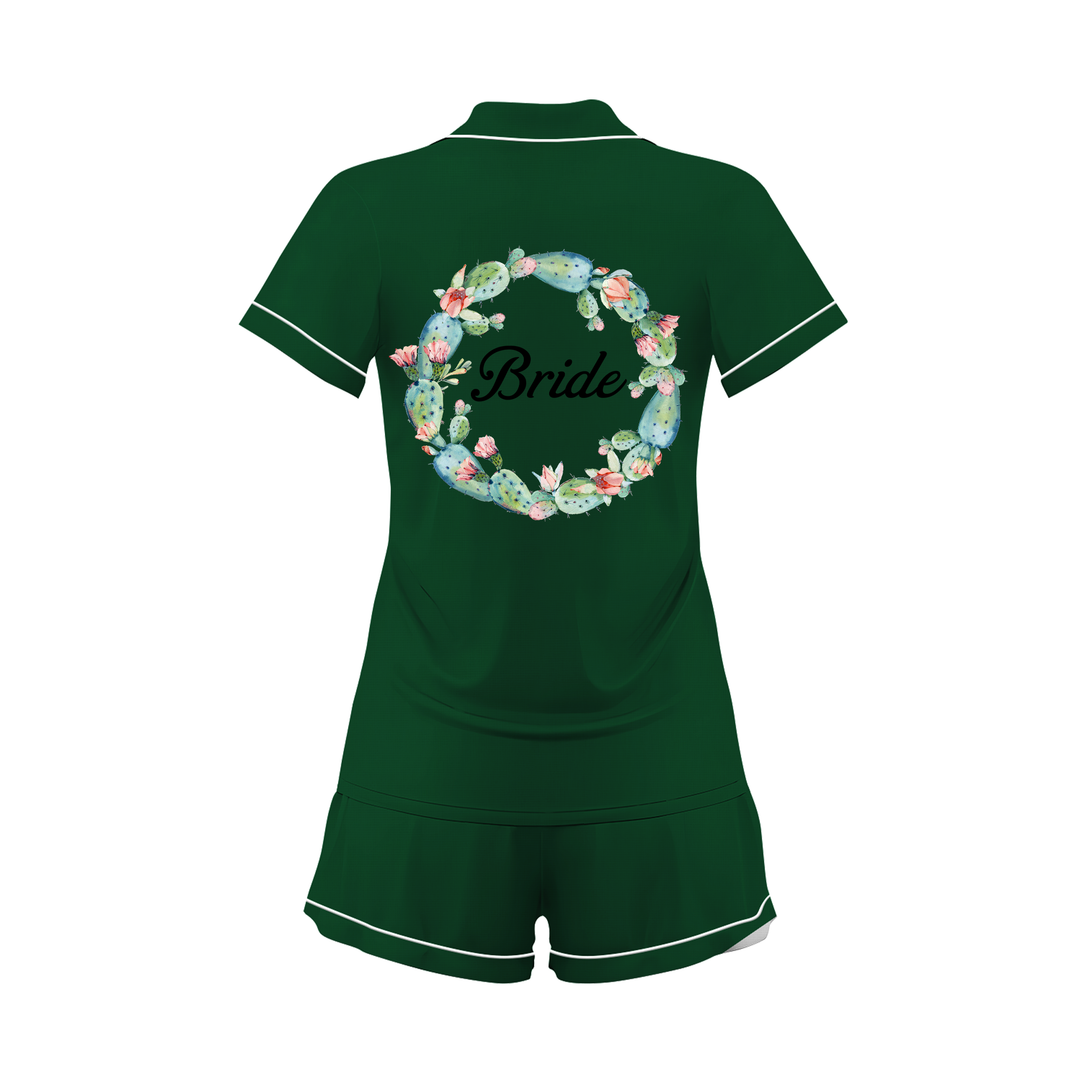 Custom Name Wedding Satin Short Pyjamas Set