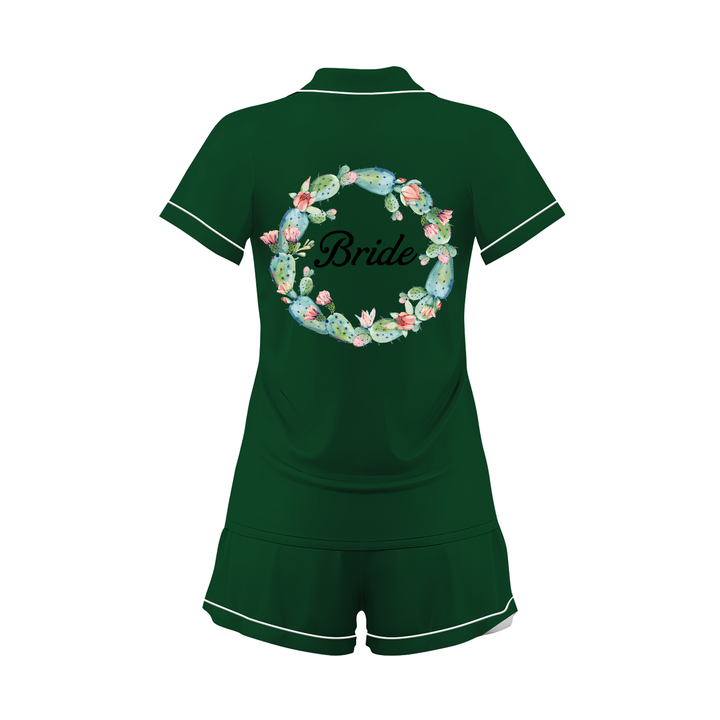 Custom Name Wedding Satin Short Pyjamas Set
