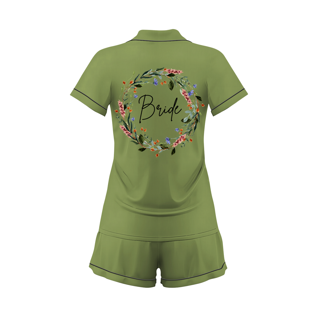 Custom Name Wedding Satin Short Pyjamas Set
