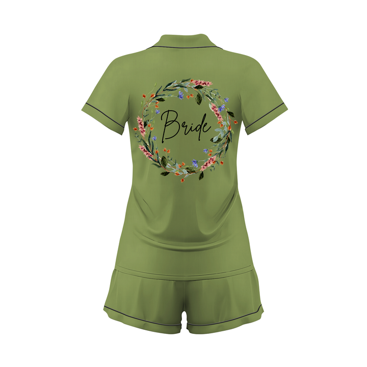 Custom Name Wedding Satin Short Pyjamas Set