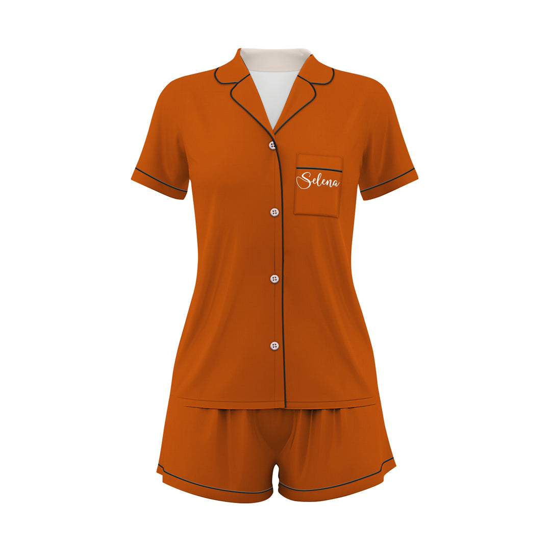 Custom Name The Bride Satin Short Pyjamas Set