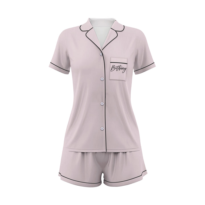 Custom Text Satin Short Pyjamas Set