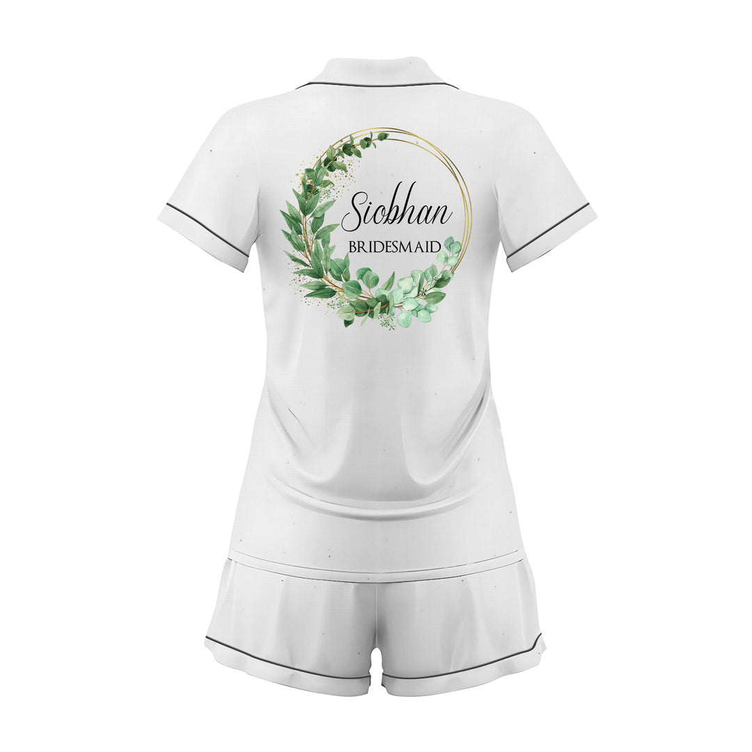 Cá nhân hóa văn bản Bộ đồ ngủ ngắn bằng vải satin cưới màu đen dành cho nữ