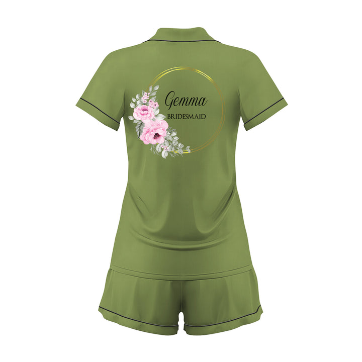 Custom Bride Bridesmaid Wedding Satin Short Pajamas Sets