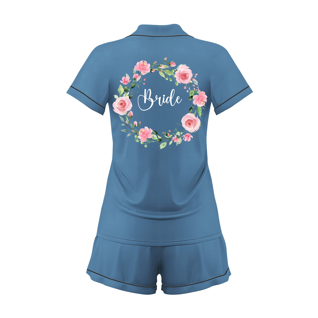Custom Name The Bride Satin Short Pyjamas Set