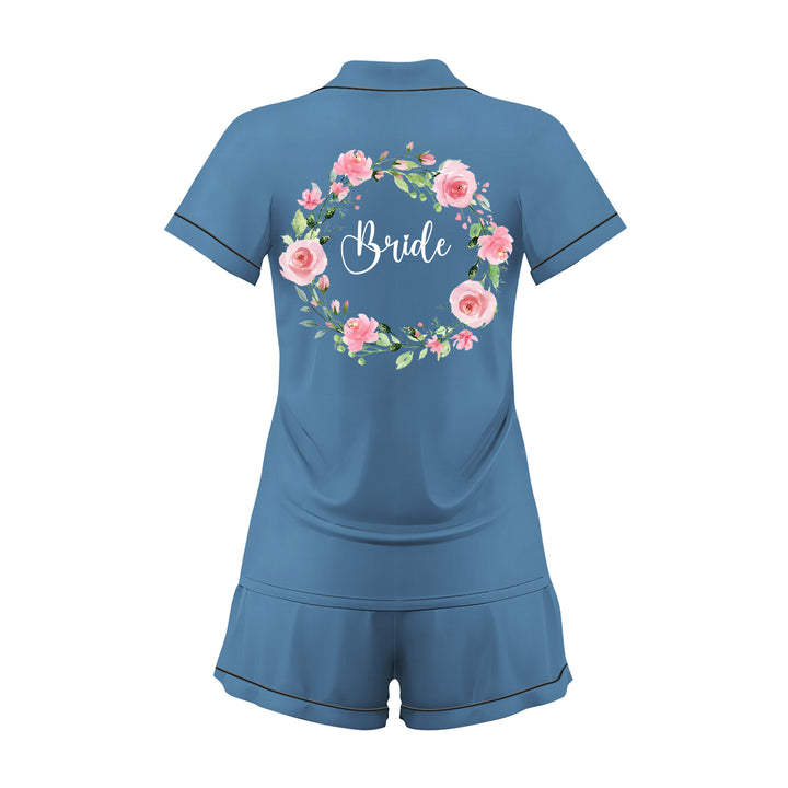 Custom Name The Bride Satin Short Pyjamas Set