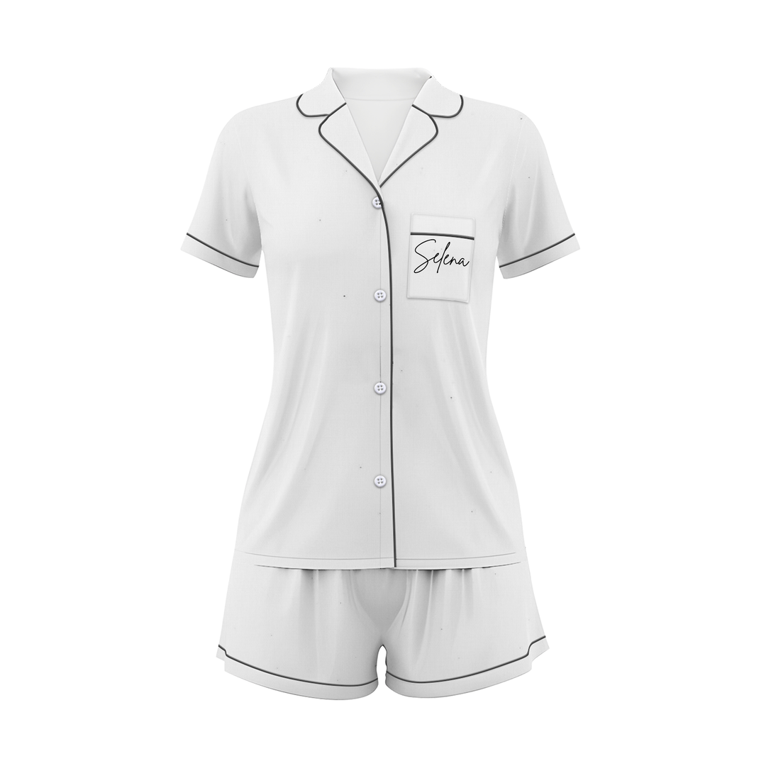 Custom Name Wedding Satin Short Pyjamas Set