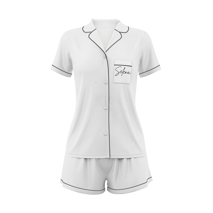 Custom Name Wedding Satin Short Pyjamas Set
