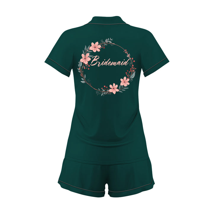 Custom Name Bride Bridesmaid Satin Short Pyjamas Set