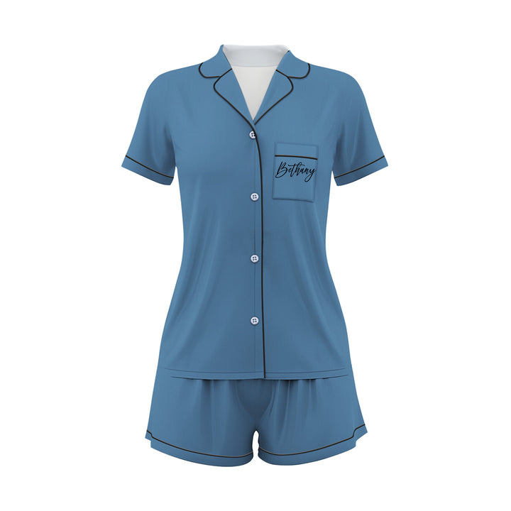 Custom Text Satin Short Pyjamas Set