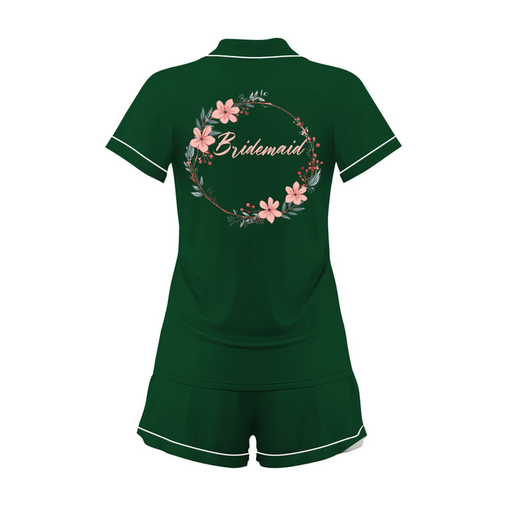 Custom Name Bride Bridesmaid Satin Short Pyjamas Set