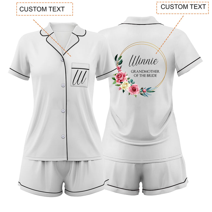 Custom Bride Bridesmaid Wedding Short Pajamas Sets