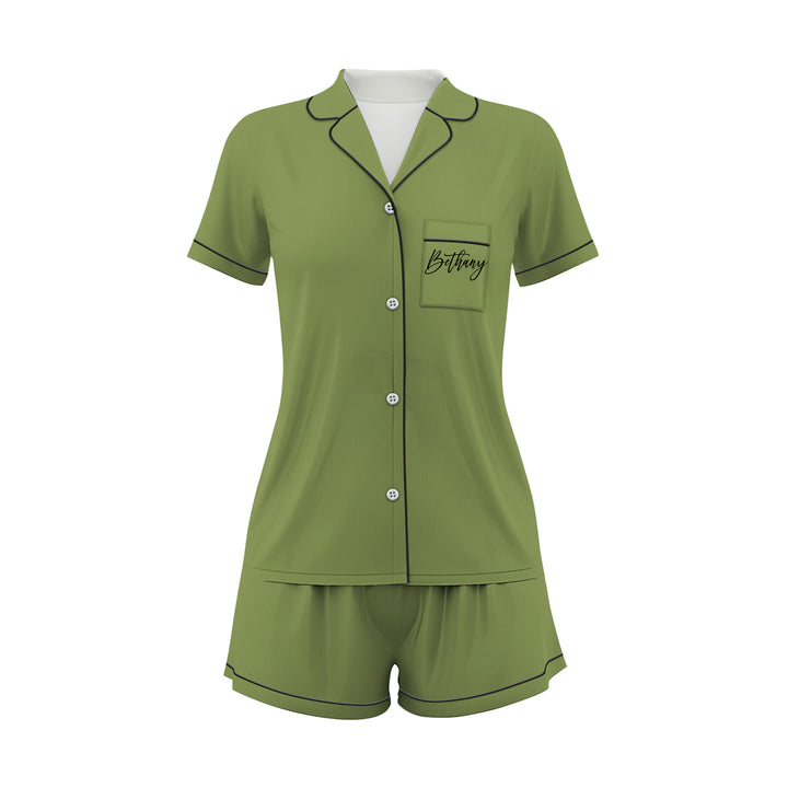 Custom Text Satin Short Pyjamas Set
