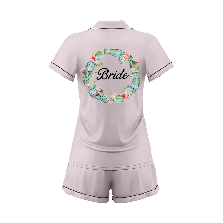 Custom Name Wedding Satin Short Pyjamas Set