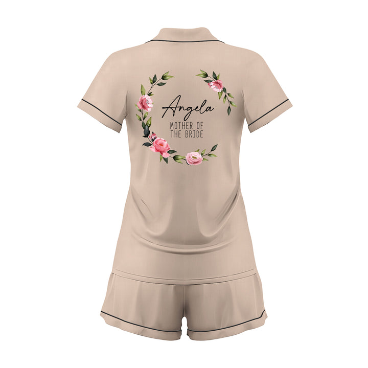 Custom Text Wedding Satin Short Pyjamas Set