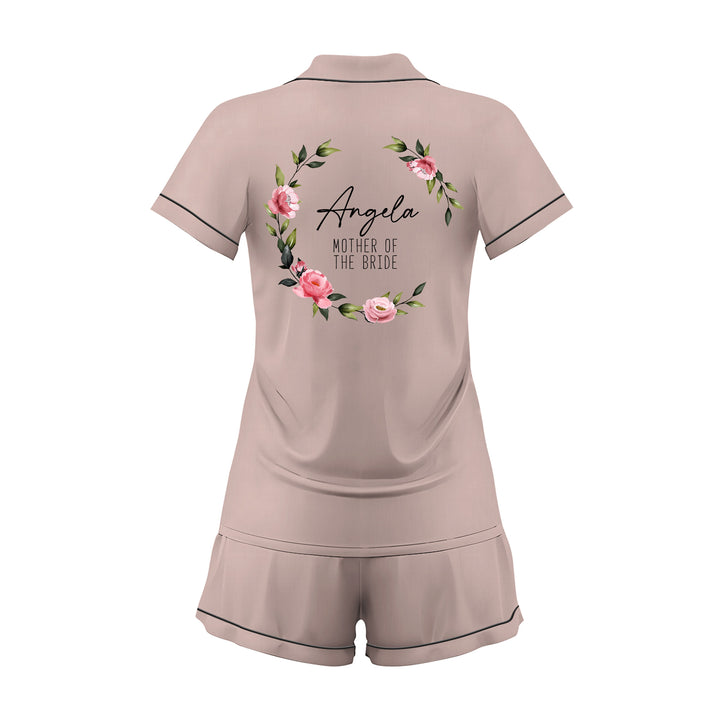 Custom Text Wedding Satin Short Pyjamas Set