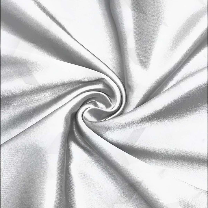 Bộ đồ ngủ ngắn bằng vải satin trắng in hoa văn cá nhân