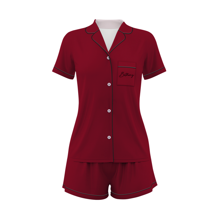 Custom Text Wedding Satin Short Pyjamas Set