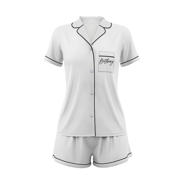 Custom Text Satin Short Pyjamas Set