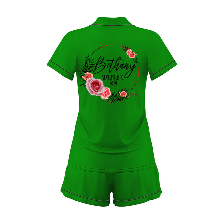 Custom Text Satin Short Pyjamas Set