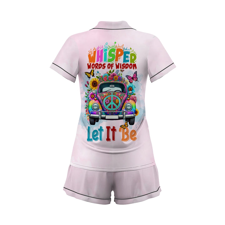 Custom Text Whisper Words Of  Wisdom Let It Be Short Pajamas Set
