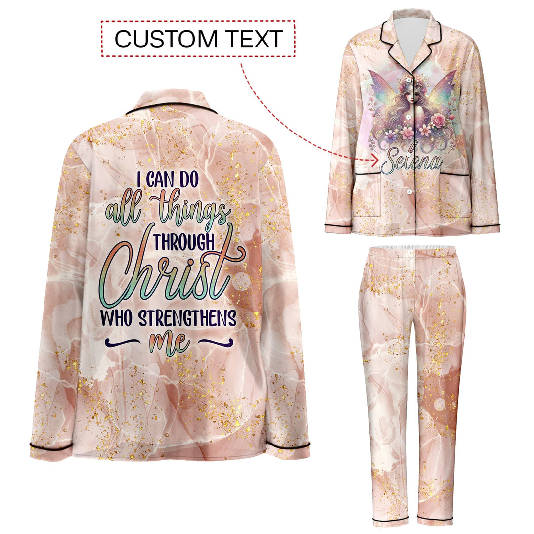 Bộ đồ ngủ ngắn bằng vải satin chuồn chuồn có tên riêng