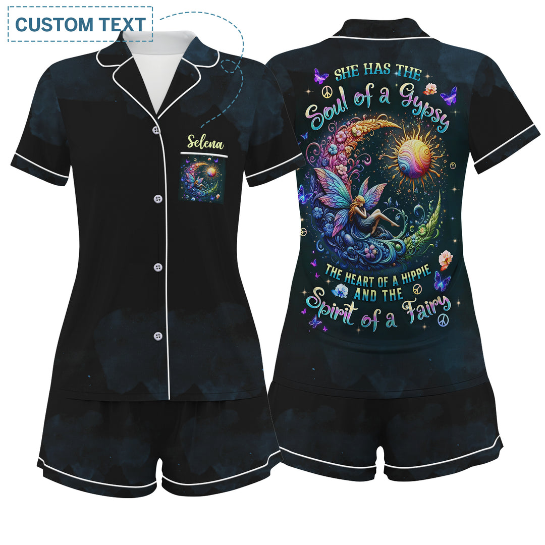 Custom Text Hippie Short Pajamas Set