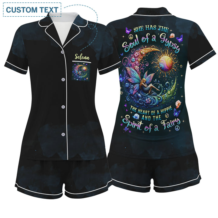 Custom Text Hippie Short Pajamas Set