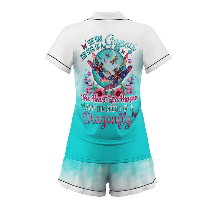 Custom Text Dragonfly Short Pajamas Set