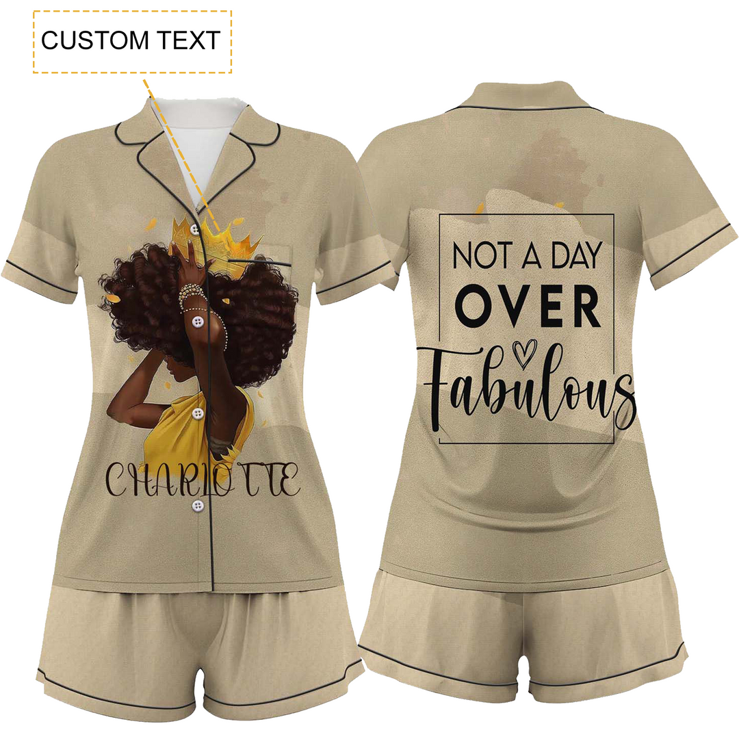 Personalize Name Satin Short Pyjamas Set