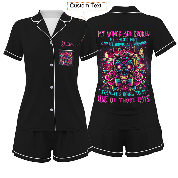 Bộ đồ ngủ ngắn bằng vải satin chuồn chuồn có tên riêng
