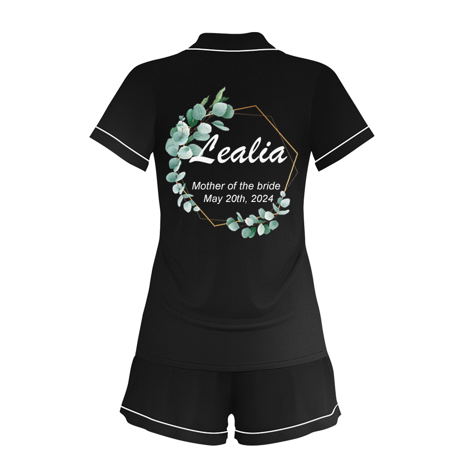 Custom Name Mother Of The Bride Satin Short Pyjamas Set