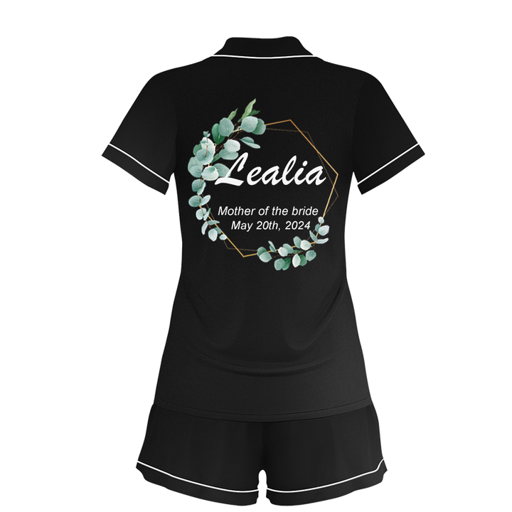 Custom Name Mother Of The Bride Satin Short Pyjamas Set