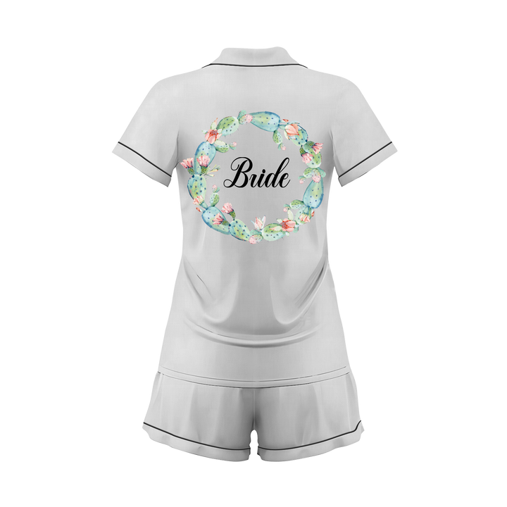 Custom Name Wedding Satin Short Pyjamas Set