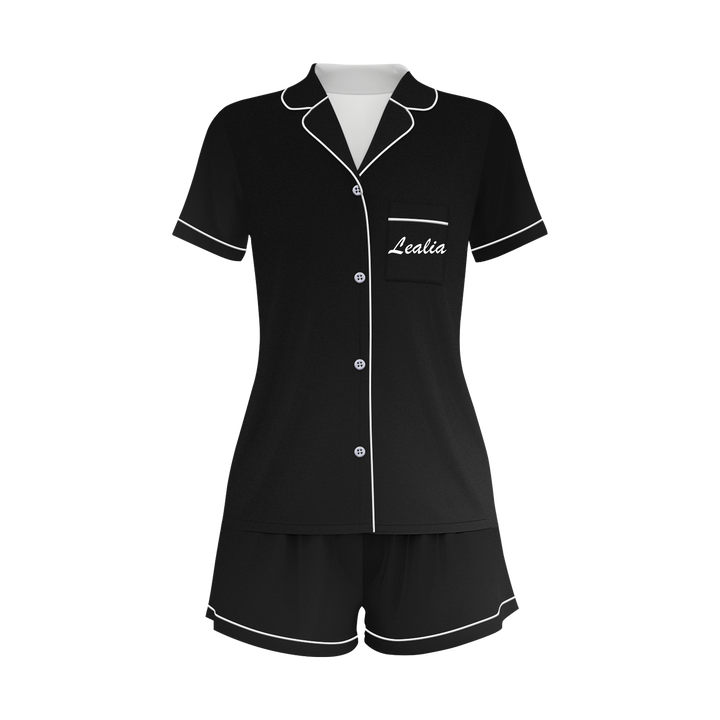 Custom Name Mother Of The Bride Satin Short Pyjamas Set