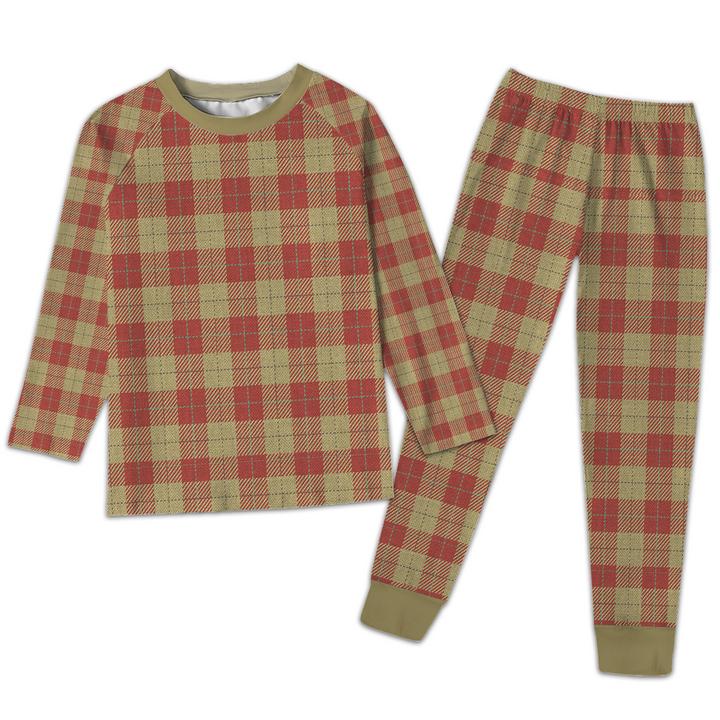 Red Brown Plaid Pajamas Set