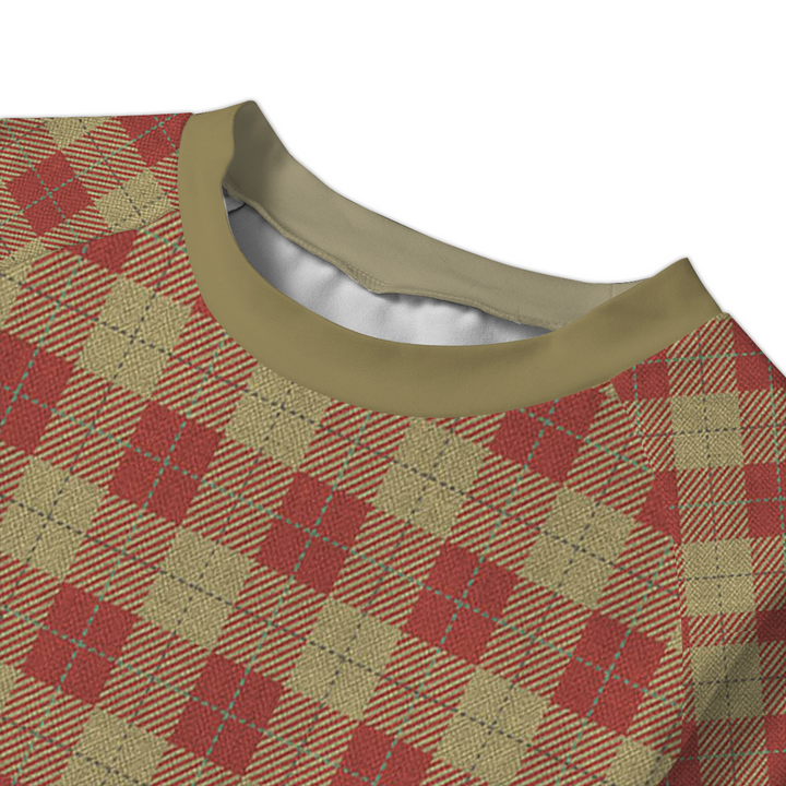 Red Brown Plaid Pajamas Set