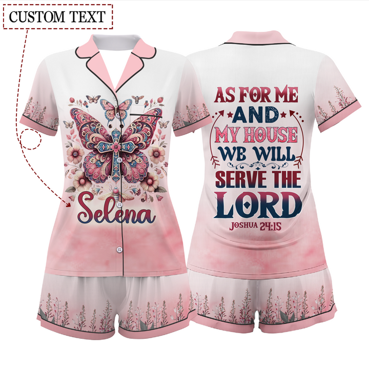 Custom Text As For Me And My House But Short Pajamas Set