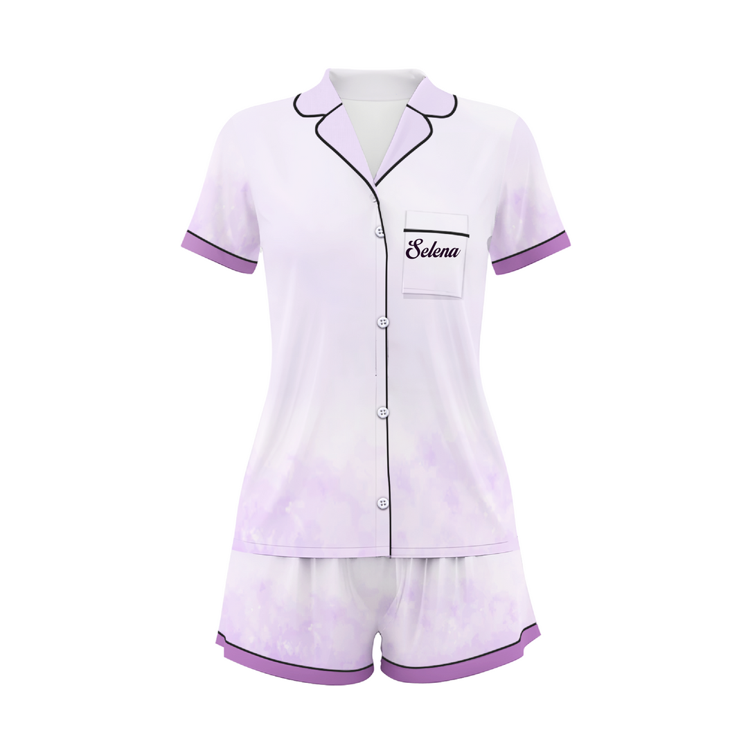Bộ đồ ngủ ngắn bằng vải satin chuồn chuồn có tên riêng