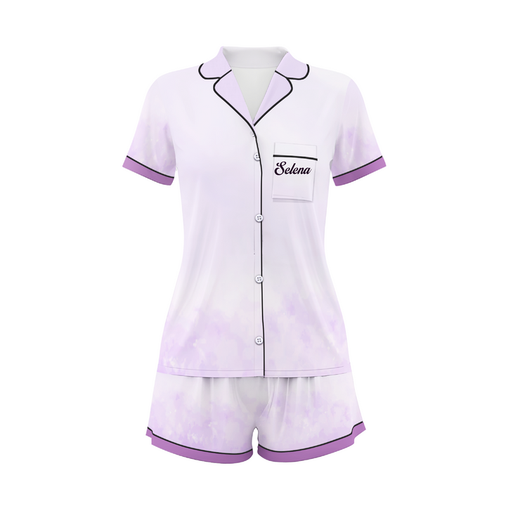 Bộ đồ ngủ ngắn bằng vải satin chuồn chuồn có tên riêng