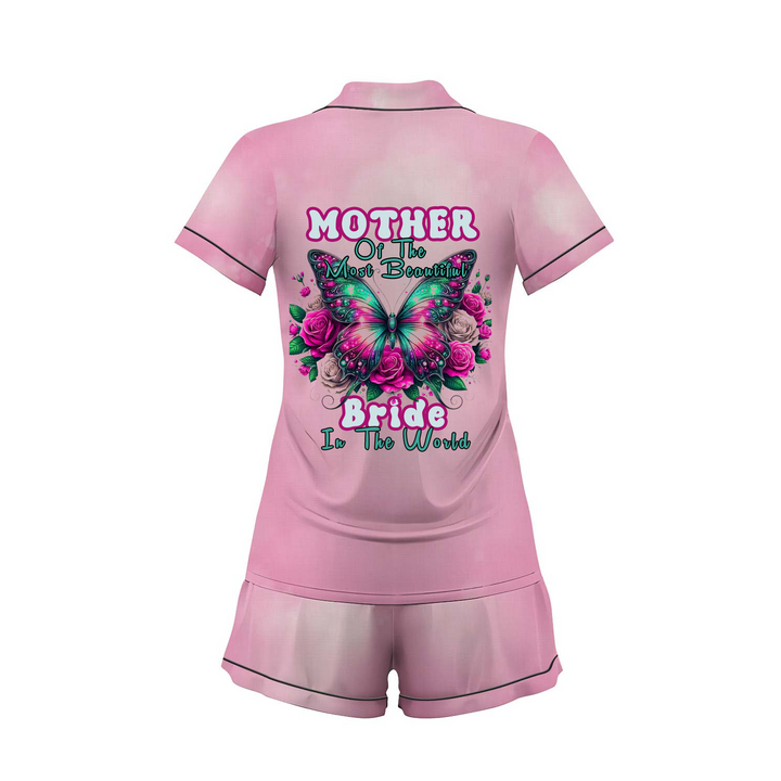 Custom Name Mother Of The Bride Satin Short Pyjamas Set