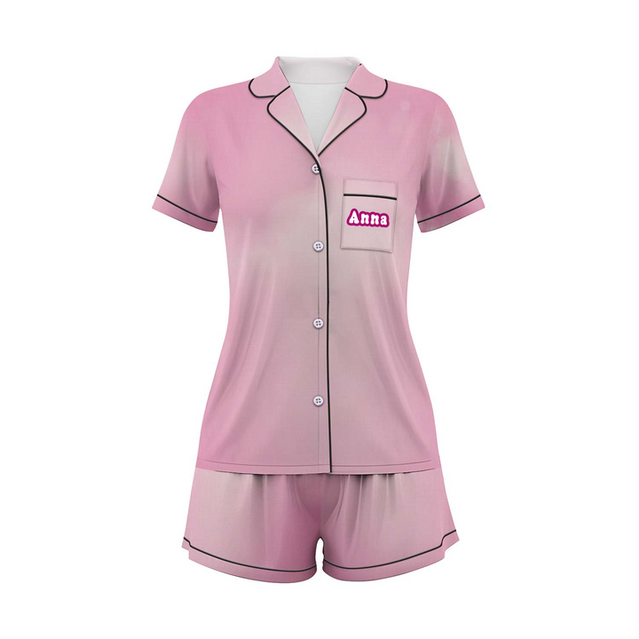 Custom Name Mother Of The Bride Satin Short Pyjamas Set