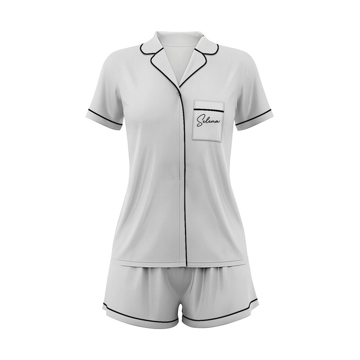Custom Name Wedding Satin Short Pyjamas Set